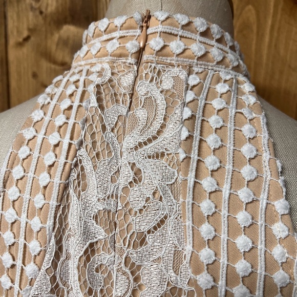 NWT PrettyLittleThing 10 White Nude Sleeveless Mini Dress Bride Wedding Dance - Picture 4 of 8